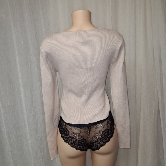 Pink Rose New Women Size M Light Beige Zip-Up Blouse - Picture 9 of 10